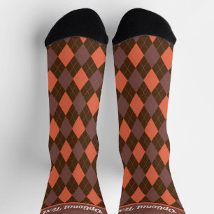 Argyle Brown and Orange - Autumnal shades - custom Socks