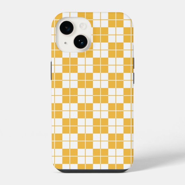 Argyle Checkerboard Plaid Yellow Iphone Case (Back)