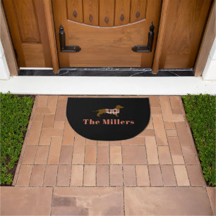 Argyle Dachshund Personalized Front Doormat