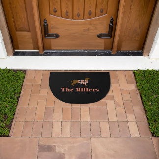 Argyle Dachshund Personalized Front Doormat