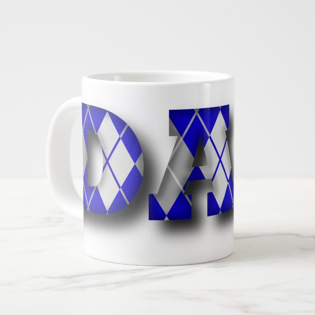 Argyle Dad Blue and Gray Large Coffee Mug (Front Left)