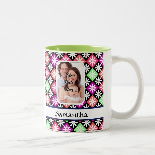 Argyle daisy pattern Two-Tone coffee mug (Right)