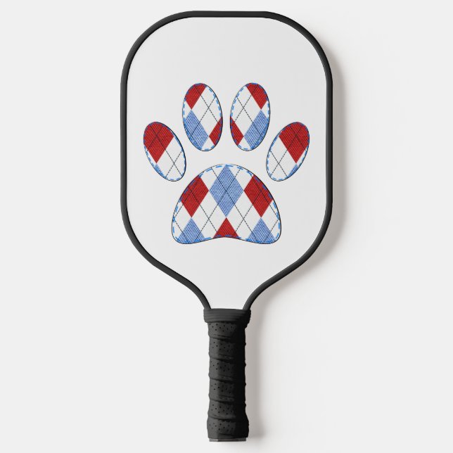 Argyle Dog Paw Print Pickleball Paddle (Front)