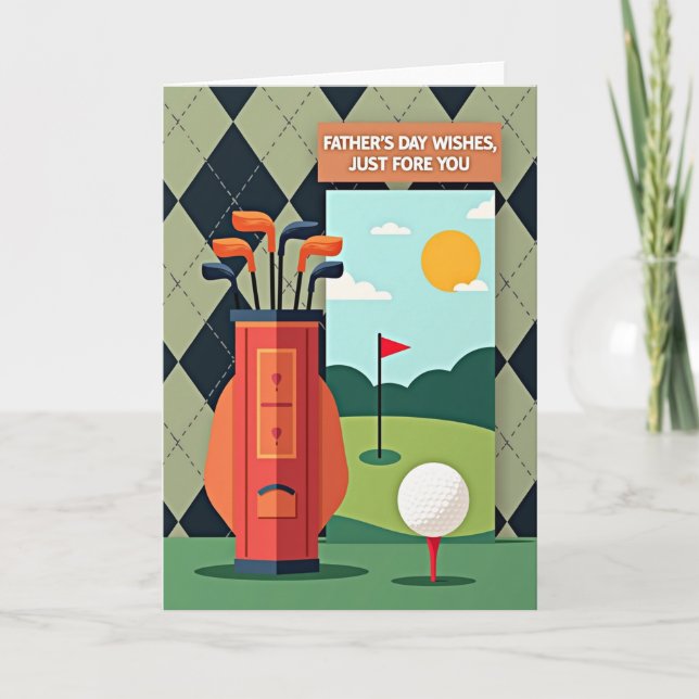 Argyle Fathers Day Golf Scene Card (Front)