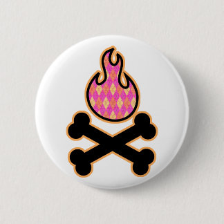 Argyle Flame and Crossbones Pinback Button