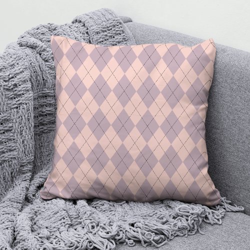 Argyle Geometric Pink and Purple Pattern Throw Pillow