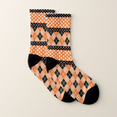 Argyle Ghosts And Polka Dots All_Over_Print Socks