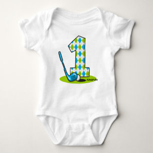 Argyle Golf 1st Birthday Personalized Baby Bodysuit