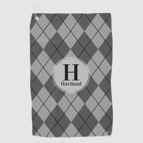 Argyle Golf Towel with Name and Initial _ HAMbyWG