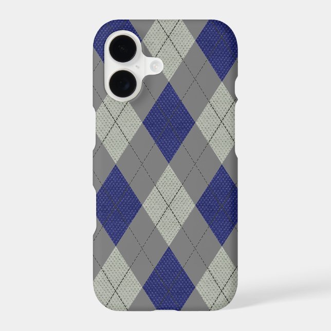 Argyle Gray and Navy Case-Mate iPhone Case (Back)