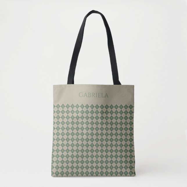  Argyle green pattern name  tote bag (Front)