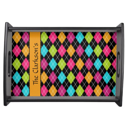 Argyle Harlequin Serving Tray with Name