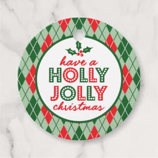 Argyle Have A Holly Jolly Christmas (Green / Red) Favor Tags