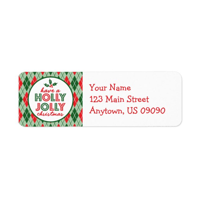 Argyle Have A Holly Jolly Christmas Label (Front)