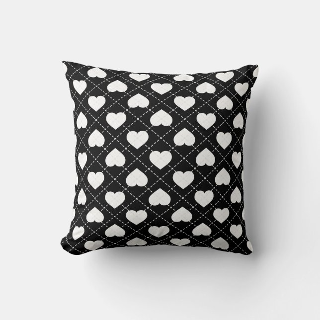 Argyle Hearts: White Hearts on Black (Front)