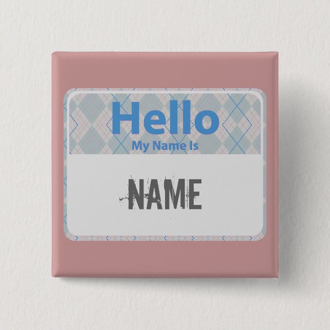 Argyle Hello My Name is, NAME Button (Front)