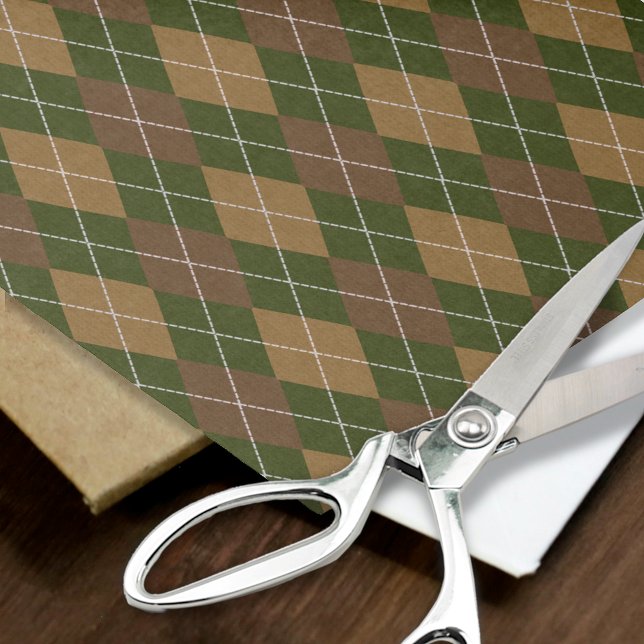 Argyle Knit Khaki & Hunter Green Crafts Decoupage Tissue Paper (Creator Uploaded)