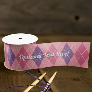 Argyle Knit - Pink and Purple Diamonds - Add Name Satin Ribbon