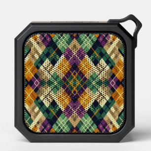 Argyle Mardi Gras yellow purple green Bluetooth Speaker