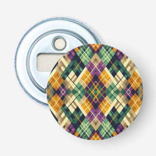 Argyle Mardi Gras yellow purple green Bottle Opener