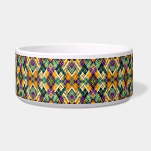 Argyle Mardi Gras yellow purple green Bowl