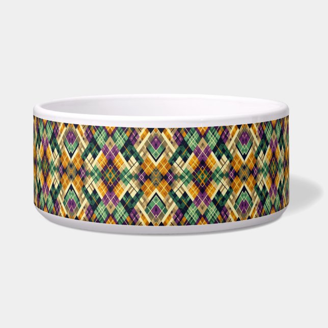 Argyle Mardi Gras yellow purple green Bowl (Front)