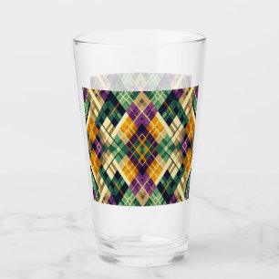 Argyle Mardi Gras yellow purple green Glass
