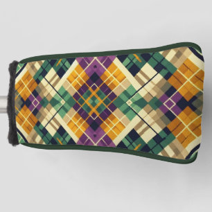 Argyle Mardi Gras yellow purple green Golf Head Cover
