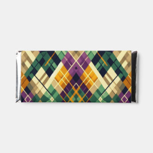 Argyle Mardi Gras yellow purple green Hershey Bar Favors