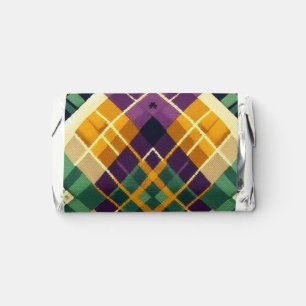 Argyle Mardi Gras yellow purple green Hershey's Miniatures