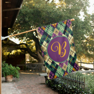 Argyle Mardi Gras yellow purple green House Flag