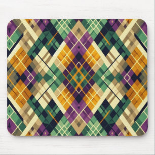 Argyle Mardi Gras yellow purple green Mouse Pad