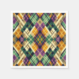 Argyle Mardi Gras yellow purple green Napkins