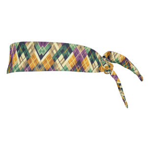 Argyle Mardi Gras yellow purple green Tie Headband