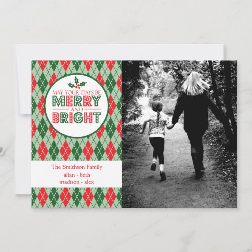 Argyle May Your Days Be Merry And Bright Photo Holiday Card