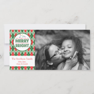 Argyle May Your Days Be Merry Christmas Picture Holiday Card