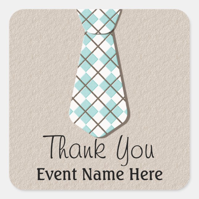 Argyle Necktie Thank You Favor Stickers Labels (Front)