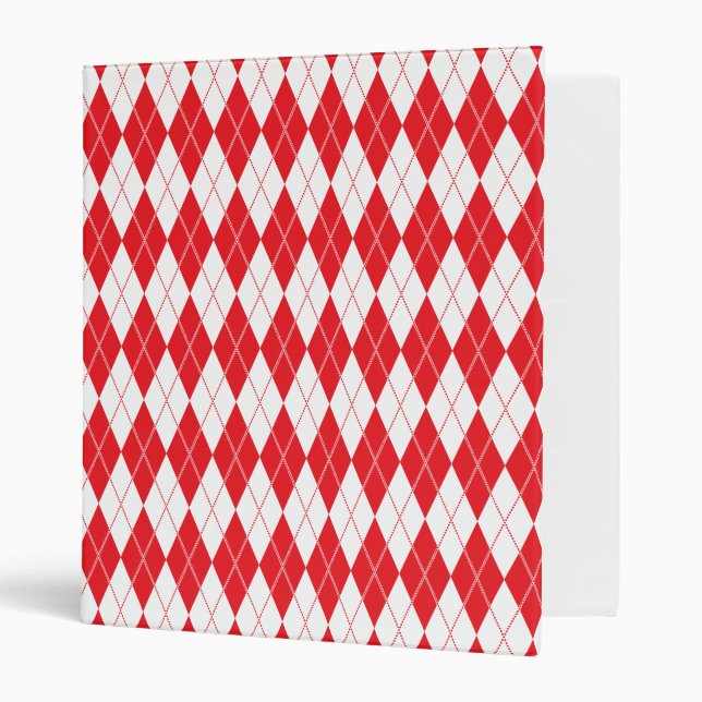 Argyle Pattern 1 Red 3 Ring Binder (Front/Inside)