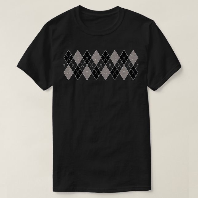 Argyle Pattern Black and Grey Pattern Great Argyle T-Shirt (Design Front)