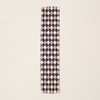 Argyle Pattern - Black & Rose Pink Scarf
