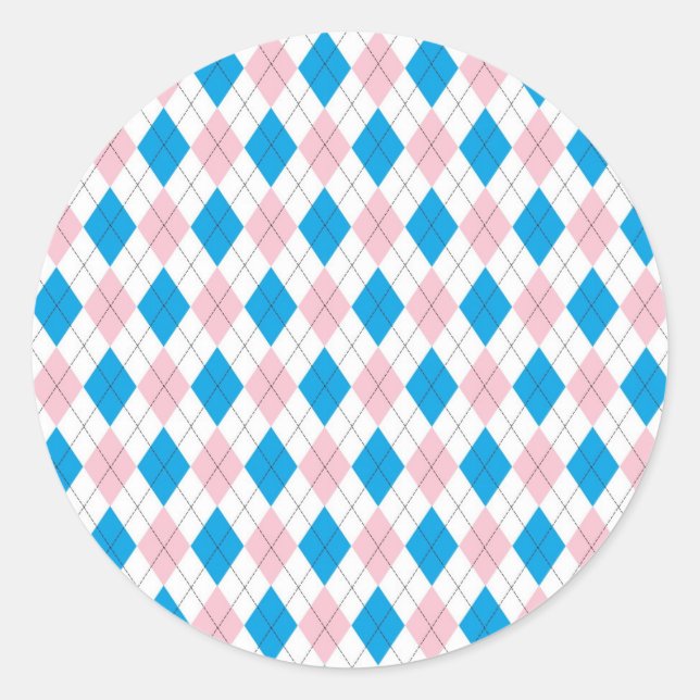 Argyle Pattern Classic Round Sticker (Front)