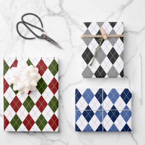 argyle pattern color variety  wrapping paper sheets