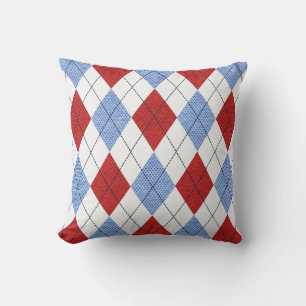 Argyle Pattern Diamond Design Geometric Light Blue Throw Pillow