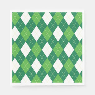 Argyle Pattern, Green and White Paper Napkins
