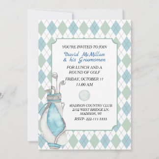Argyle Pattern Groom's Golf Party Invitation