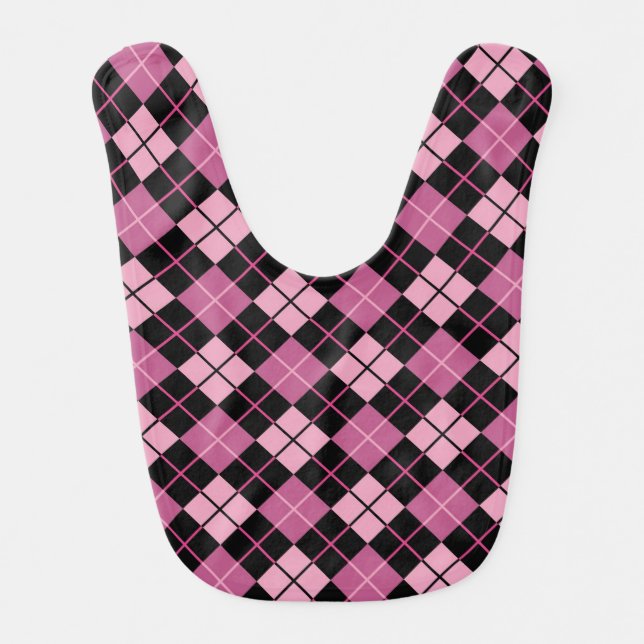 Argyle Pattern in Black and Pink Bib (Front)