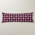 Argyle Pattern in Black and Pink Body Pillow