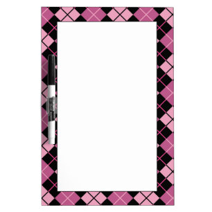 Argyle Pattern in Black and Pink Dry Erase Board
