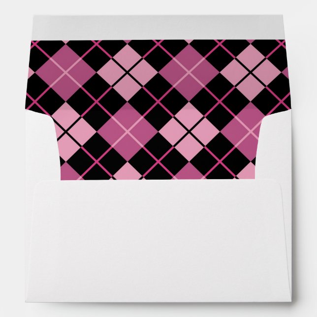 Argyle Pattern in Black and Pink Envelope (Back (Bottom))