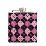 Argyle Pattern in Black and Pink Flask